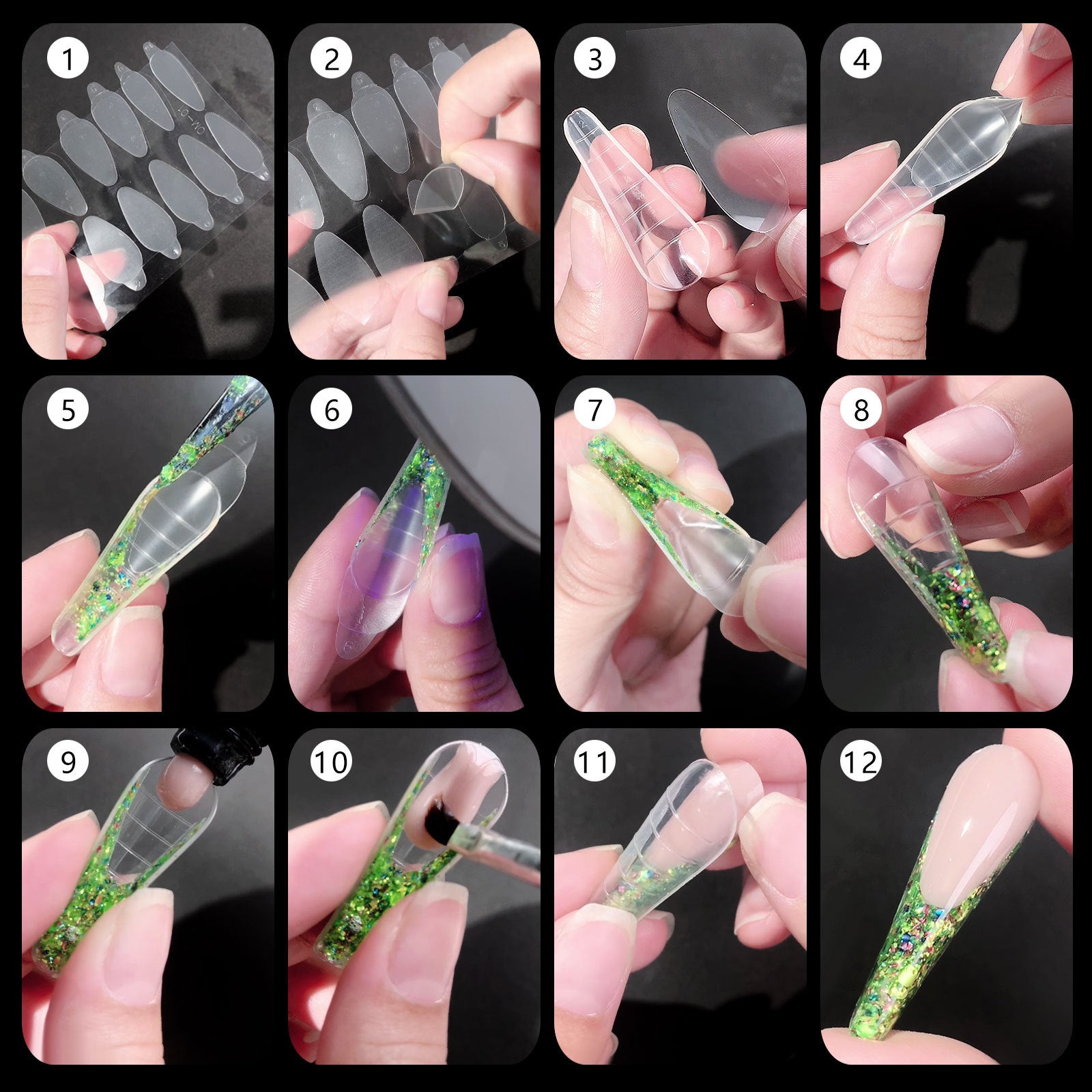 Película de uñas de cristal de manicura al por mayor, sin matorrales, sin pegamento de extensión de soporte de papel